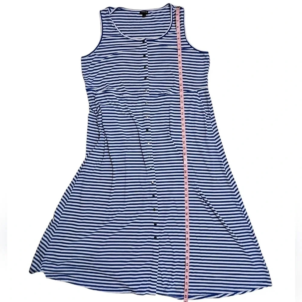 Torrid Women’s 2X Maxi Dress Blue White Stripe Jersey Knit Button Front Coastal - Picture 7 of 7